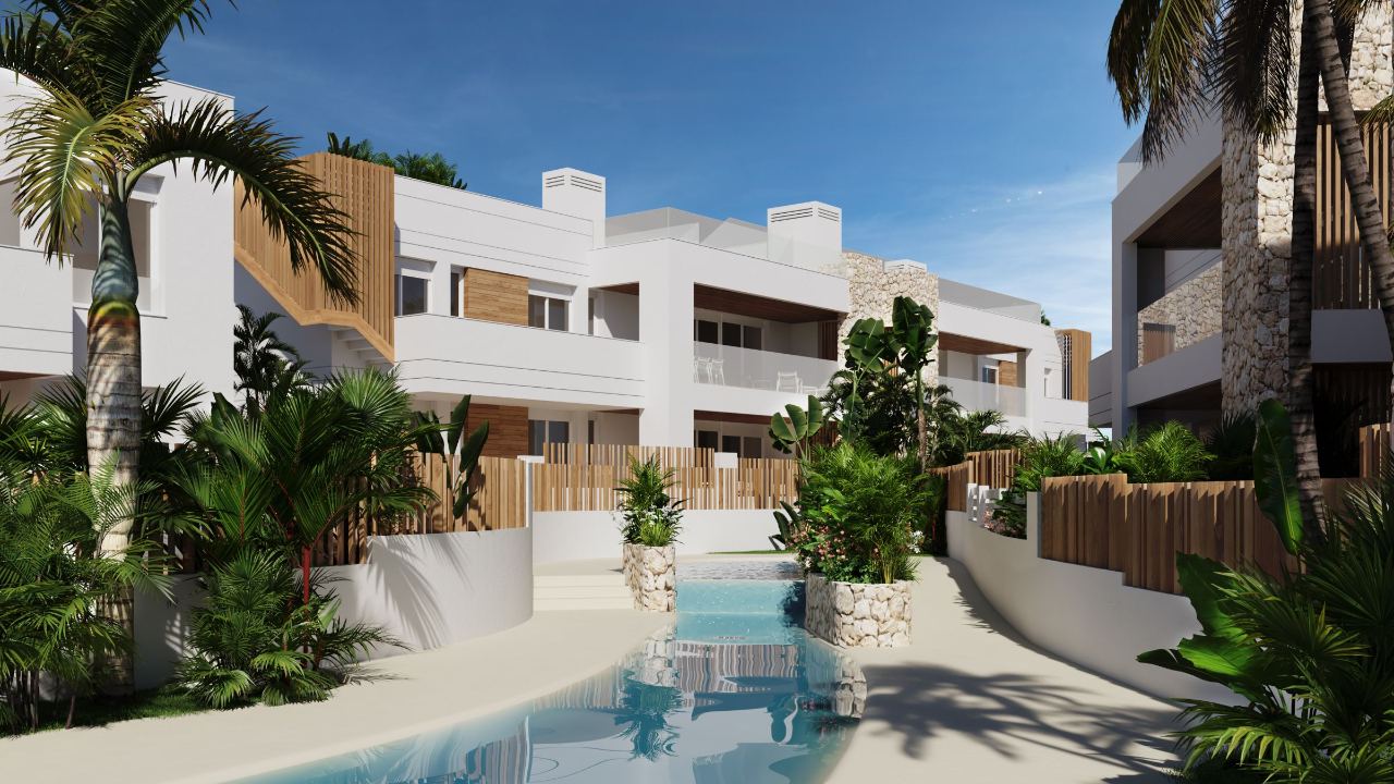 Homes around the lagoon pool